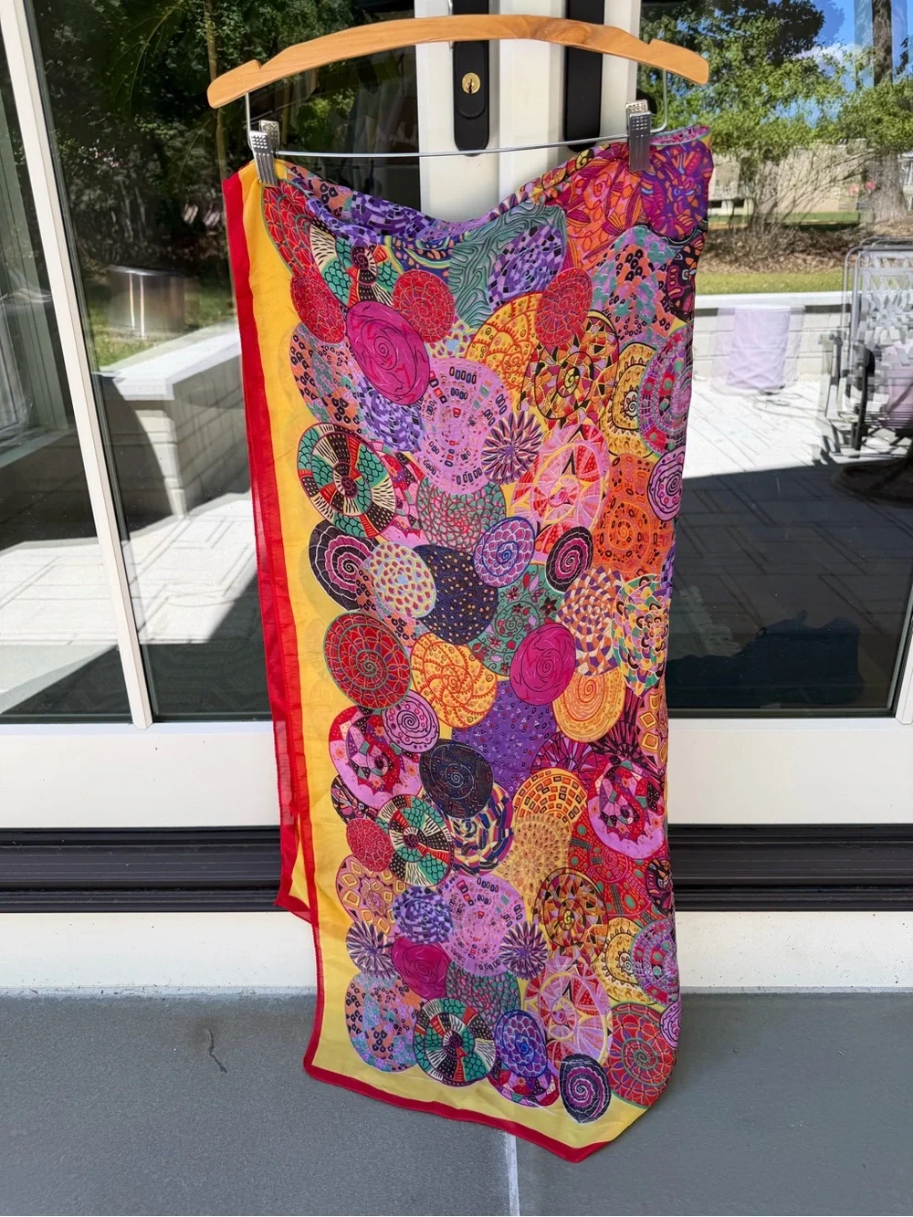 Silk Blend Statement Scarf 35% Silk 65%Viscose Colorful Paisley 66x35